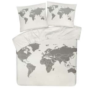 DoubleDry Dekbedovertrek My Design 100% katoen - Eenpersoons 140x200 cm + 1 Kussensloop - wereld