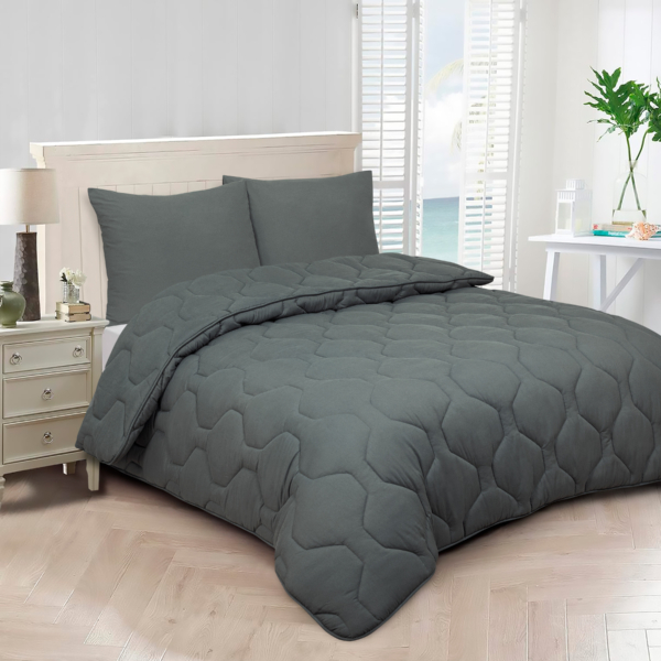 Dekbed 2 in 1 - Wasbaar dekbed zonder overtrek - 240x200 - antraciet - Afbeelding 3