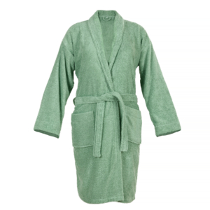 DoubleLife Badjas - 100% Katoen, waarvan 50% Gerecyclede Katoen - GRS Gecertificeerd - Maat S - Stone Green