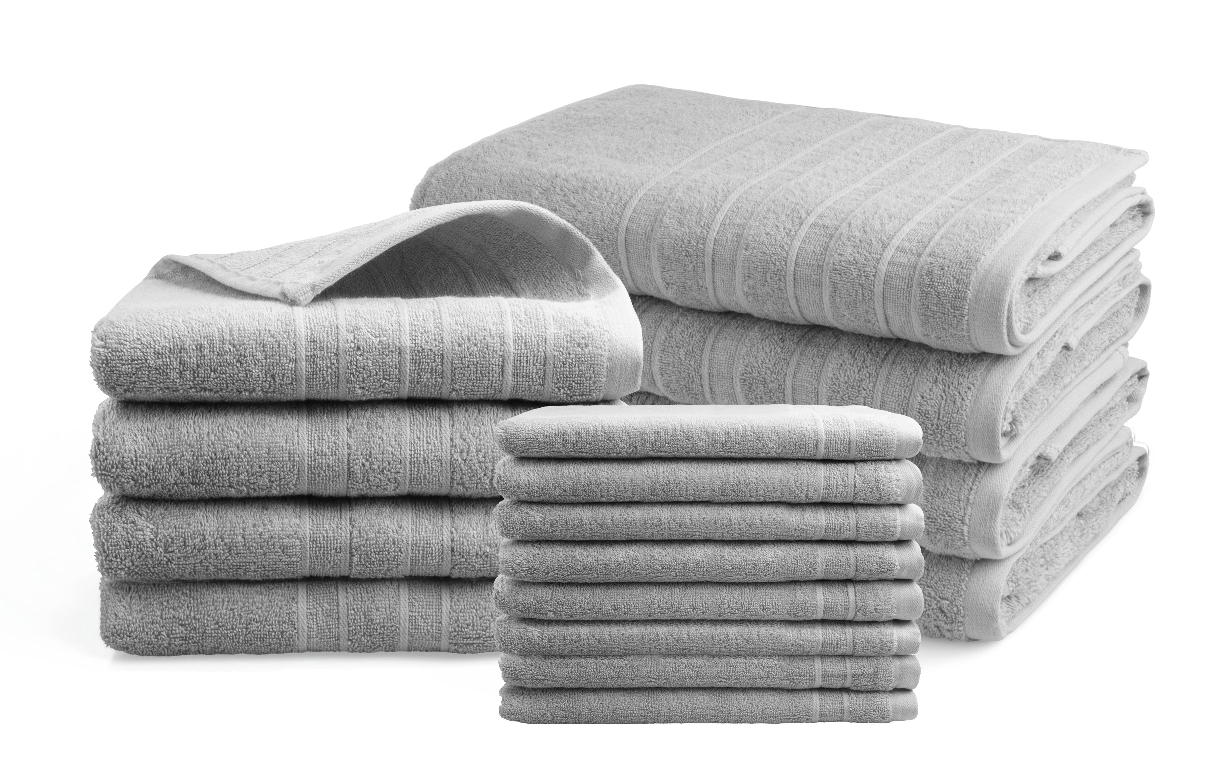 Handdoeken 16 delig set - DoubleLife Recycled Cotton Collectie - grijs