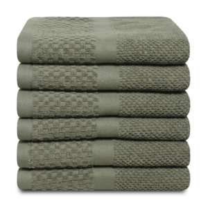 Handdoek Soft Popcorn Collectie – 6 stuks – 50×90 – oudgroen