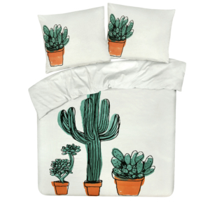 DoubleDry Dekbedovertrek My Design 100% katoen - Eenpersoons 140x200 cm + 1 Kussensloop - cactus