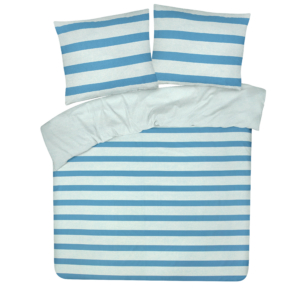 DoubleDry Dekbedovertrek My Design 100% katoen - Eenpersoons 140x200 cm + 1 Kussensloop - streep blauw