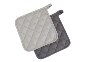 10-delig SET - Pannenlappen 20x20cm - handige ophanglus - 6x antraciet - 4x lichtgrijs