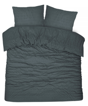 Dekbedovertrek Seersucker Deluxe - 100% katoensatijn - 200x200/220 - antraciet