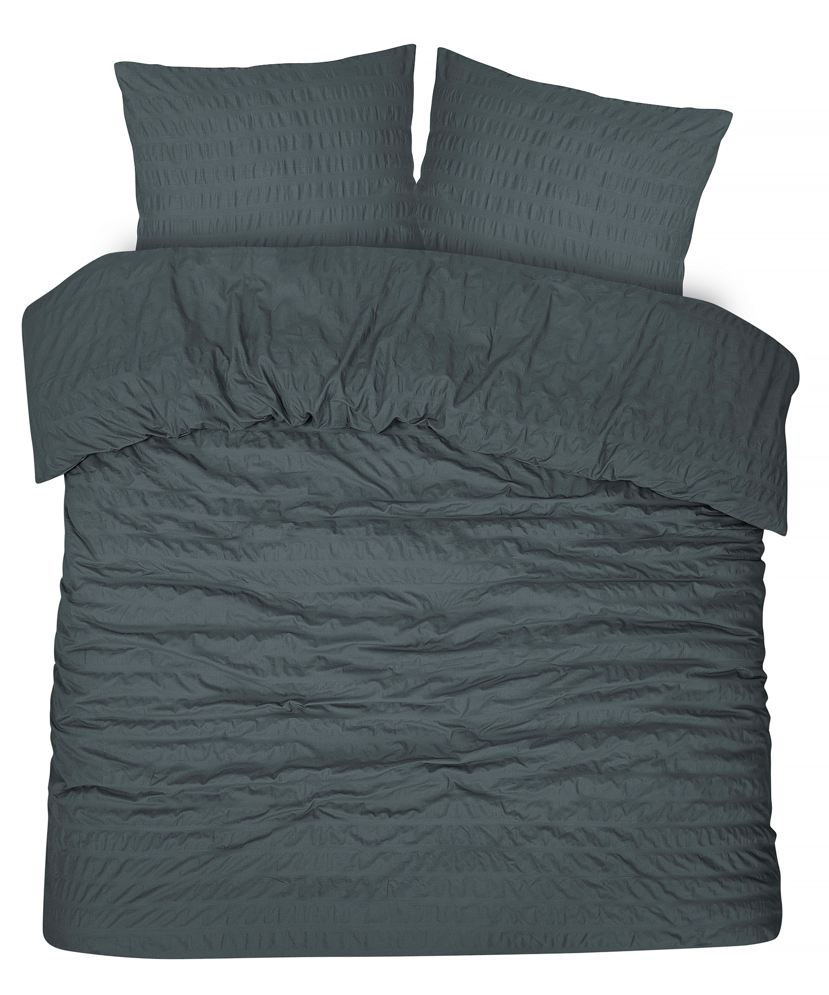 Dekbedovertrek Seersucker Deluxe - 100% katoensatijn - 200x200/220 - antraciet
